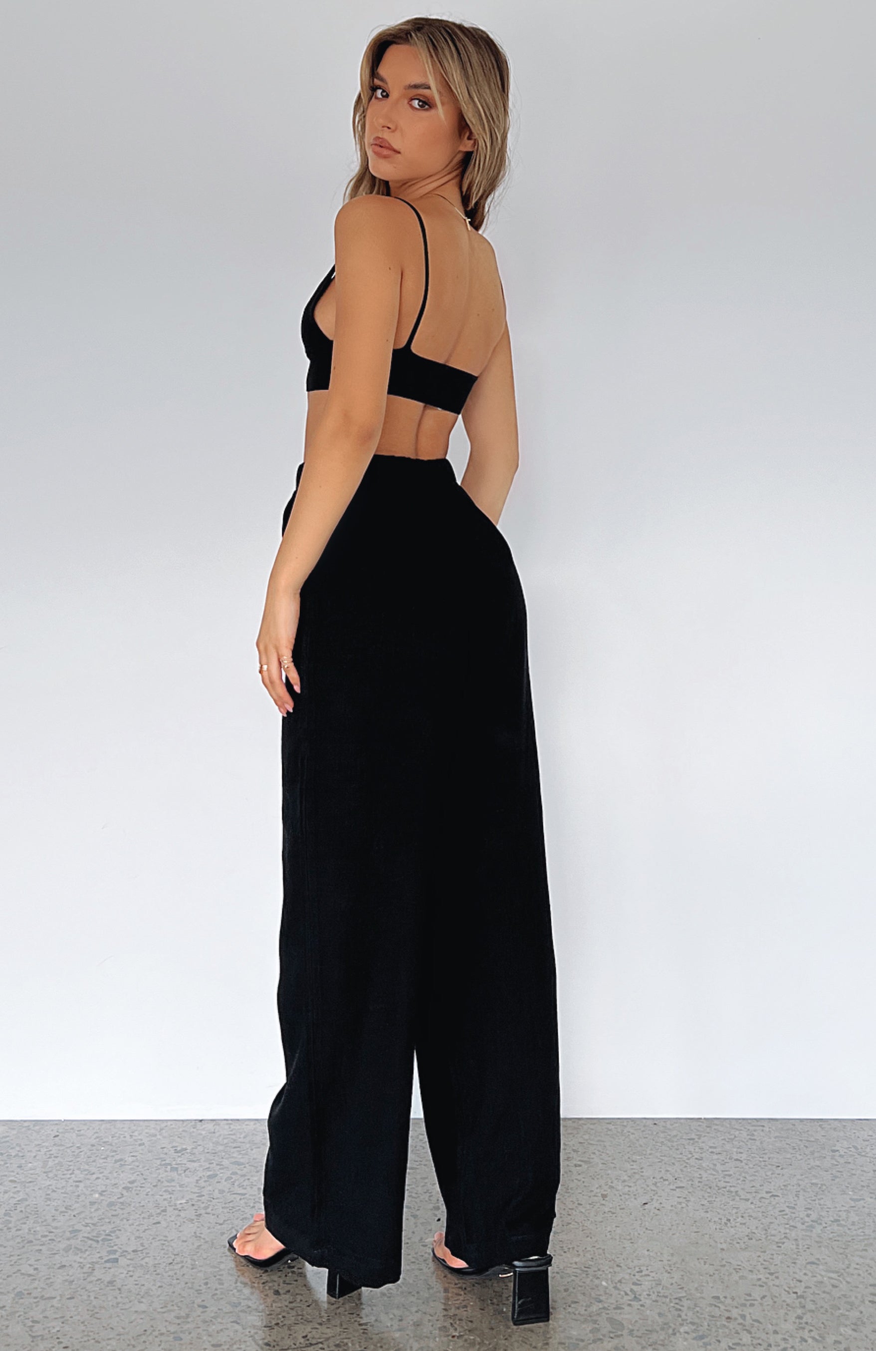 Live It Up Linen Pants Black