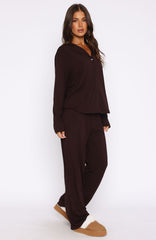 Pillow Talk Long Sleeve Pyjama Set Chocolate